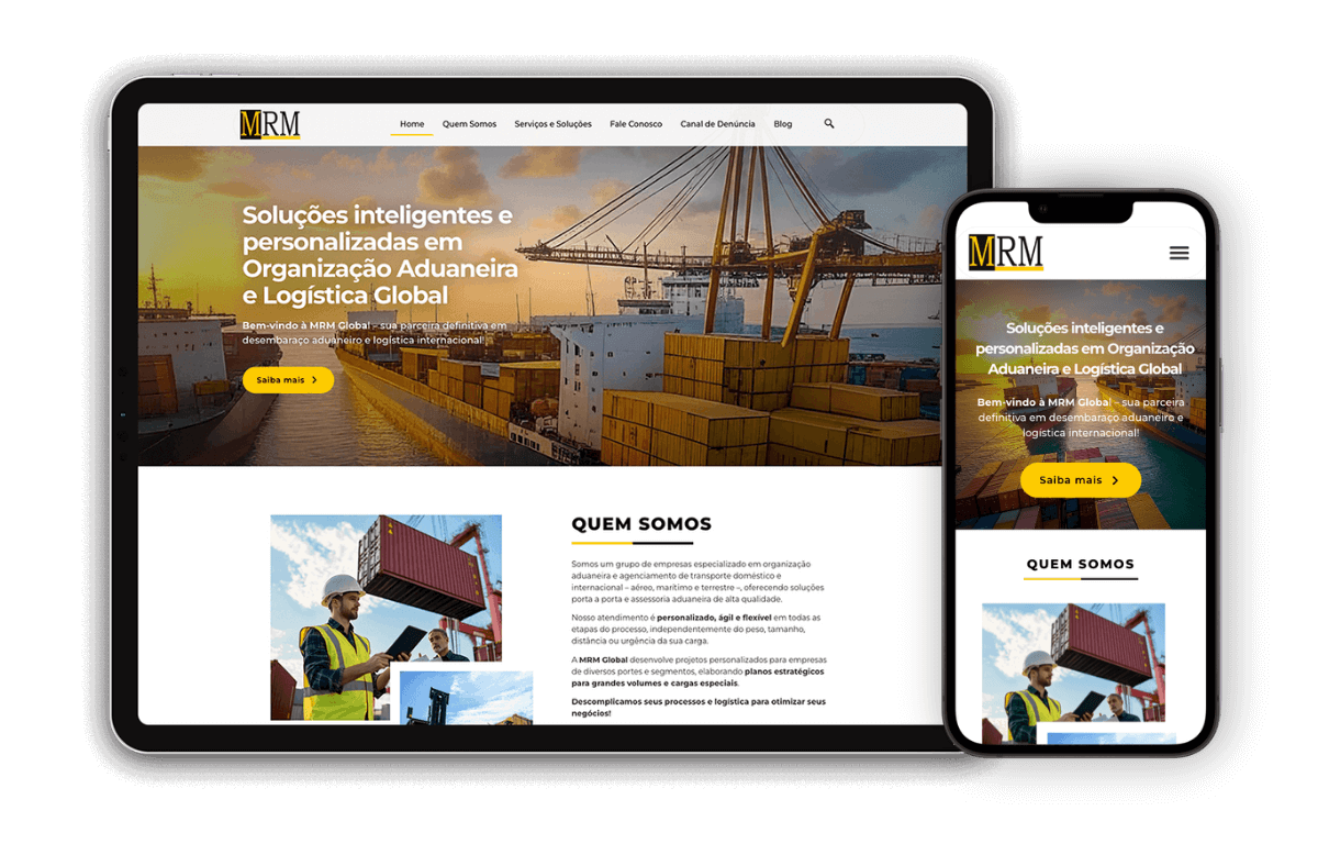 site institucional para empresa de logística internacional e despacho aduaneiro