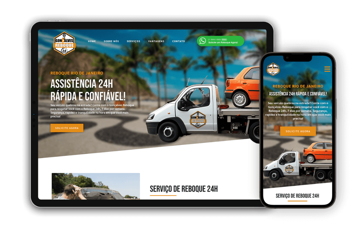 site para serviço de reboque 24h e assistência veicular desenvolvido em WordPress