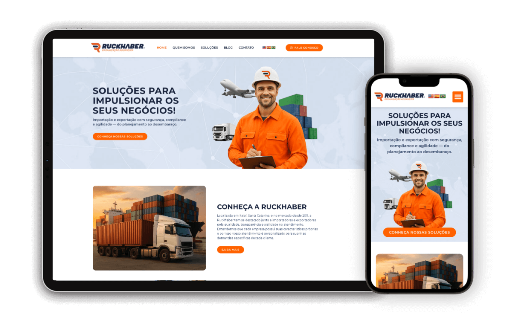 site institucional para empresa de logística e importação desenvolvido em WordPress